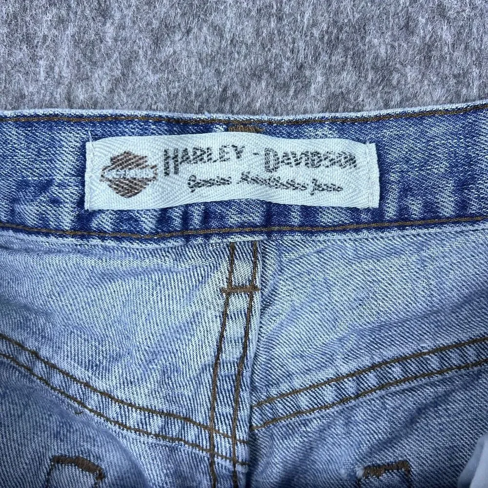 Vtg Harley Davidson Men's Jeans Light Wash Blue Denim Biker Cotton Y2K Sz 36x34